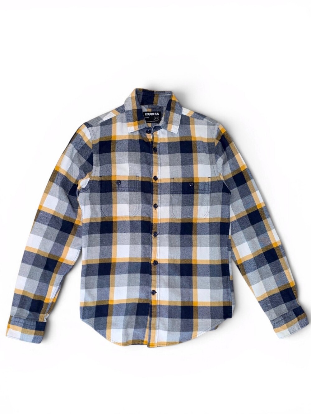 Express Men's Flannel Long Sleeve Button Down Shirt Top